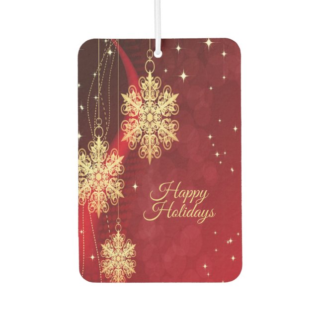 Christmas Party Gift Red Golden Snowflakes Holiday Air Freshener (Front)