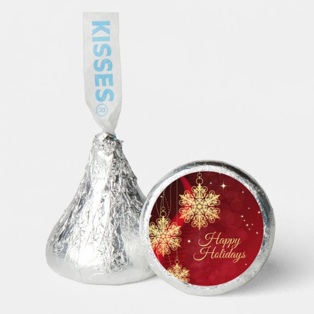 Christmas Party Gift Red Golden Snowflakes Holiday Hershey®'s Kisses® (Front)