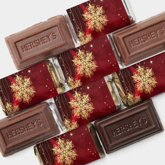 Christmas Party Gift Red Golden Snowflakes Holiday Hershey's Miniatures (Assorted)
