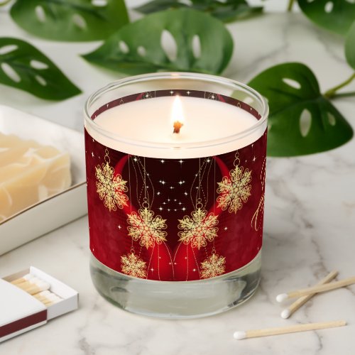 Christmas Party Gift Red Golden Snowflakes Holiday Scented Candle