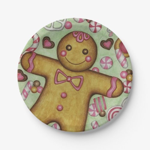Christmas Party Gingerbread Boy Paper Plates
