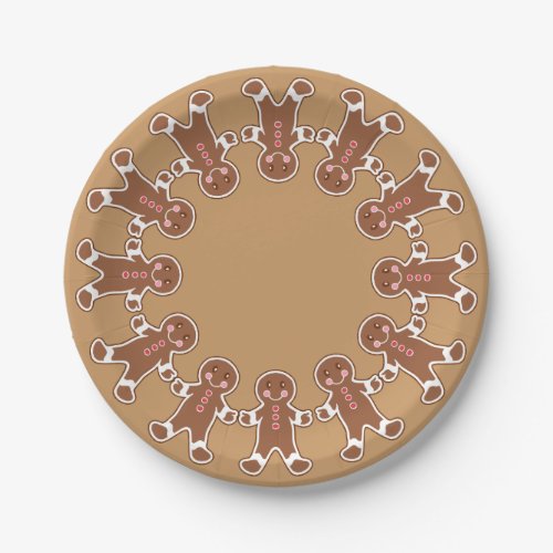Christmas Party Gingerbread Cookies Paper Plates