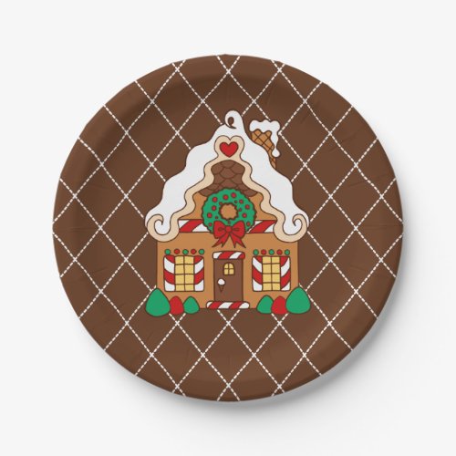 Christmas Party Gingerbread House Paper Plates