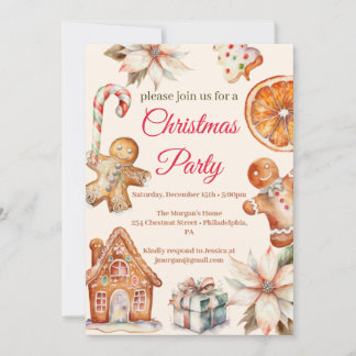 Christmas Party gingerbread Invitation