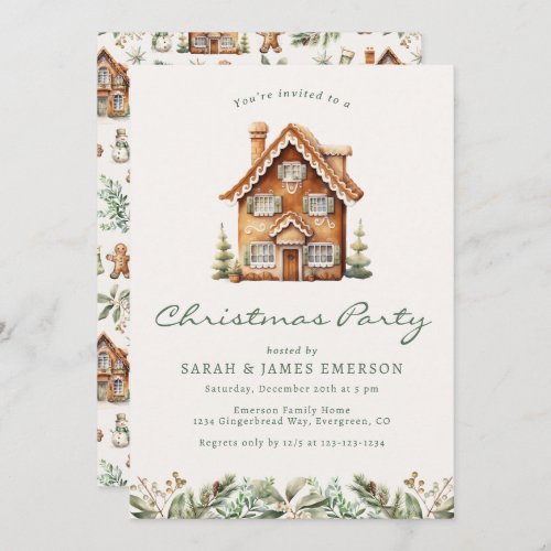 Christmas Party Gingerbread  Invitation