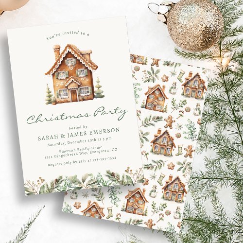 Christmas Party Gingerbread  Invitation