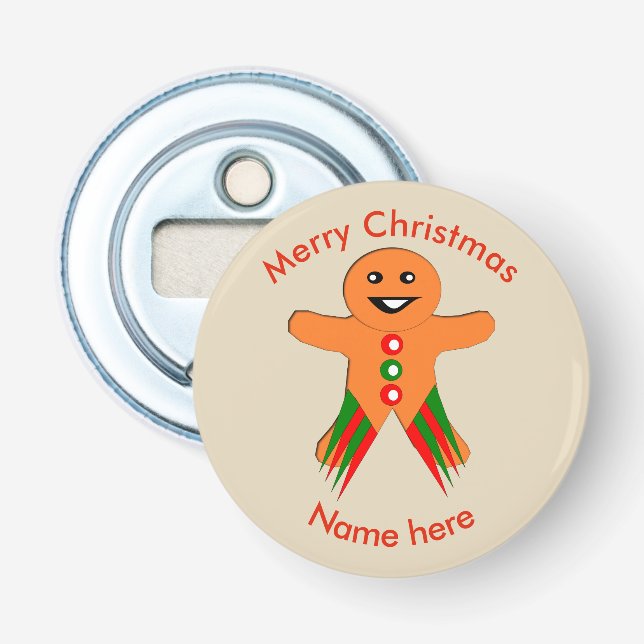 Christmas Party Gingerbread Man Bottle Opener (Front)