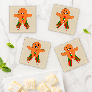 Christmas Party Gingerbread Man Coaster Set