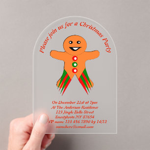 Christmas Party Gingerbread Man Custom Acrylic Invitations