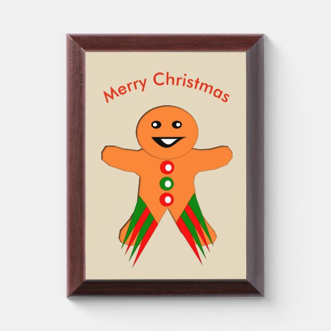 Christmas Party Gingerbread Man Custom Award Plaque (Vertical)