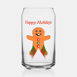 Christmas Party Gingerbread Man Custom Can Glass
