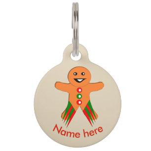 Christmas Party Gingerbread Man Custom Dog Tag