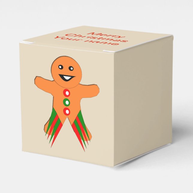Christmas Party Gingerbread Man Custom Favor Box (Front Side)