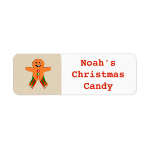 Christmas Party Gingerbread Man Custom Food Label