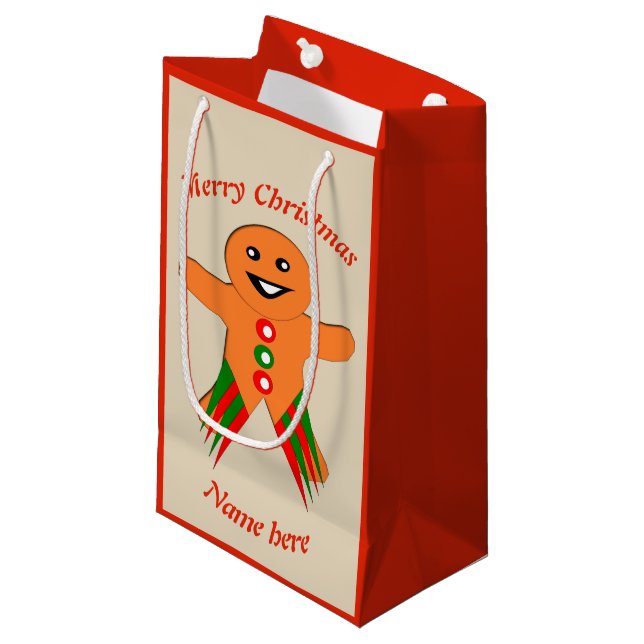 Christmas Party Gingerbread Man Custom Gift Bag (Front Angled)
