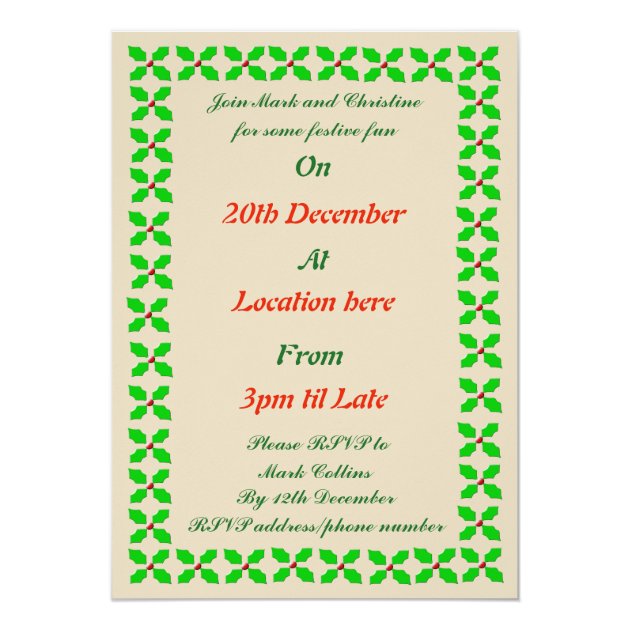 Christmas Party Gingerbread Man Custom Invites