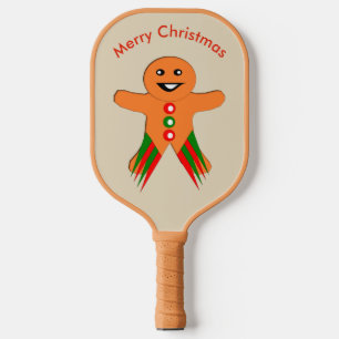 Christmas Party Gingerbread Man Custom Message Pickleball Paddle