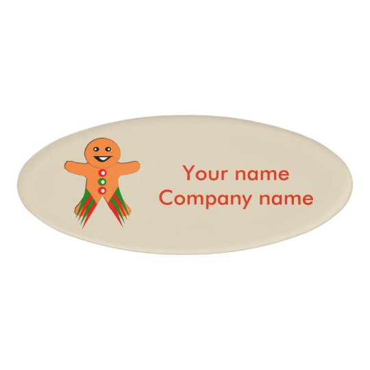 Christmas Party Gingerbread Man Custom Name Tag