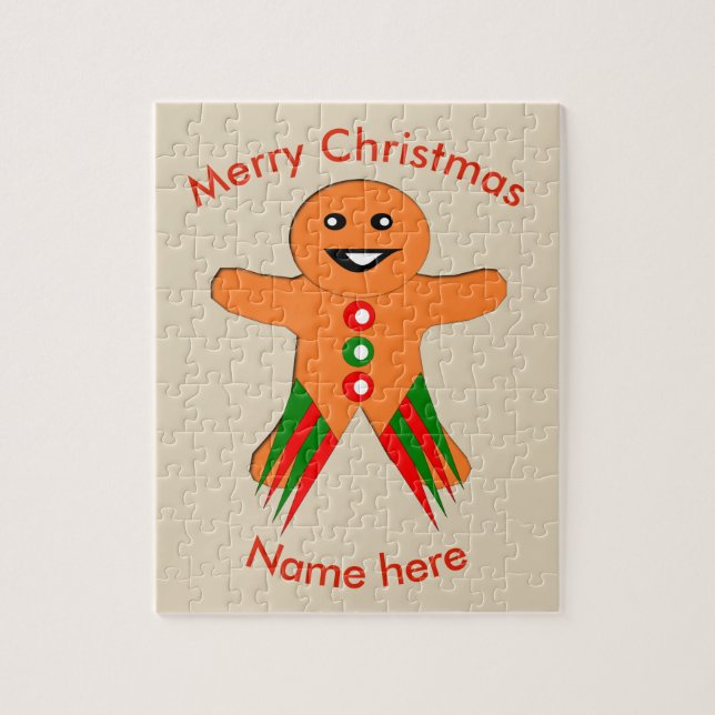 Christmas Party Gingerbread Man Custom Puzzle (Vertical)