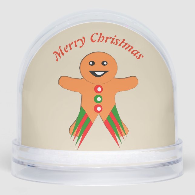Christmas Party Gingerbread Man Custom Snow Globe (Front)