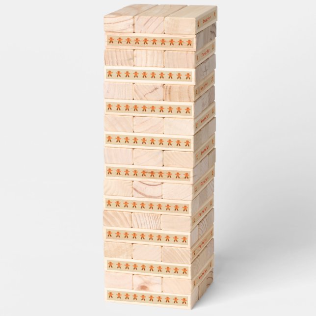 Christmas Party Gingerbread Man Custom Topple Tower (Assembled)