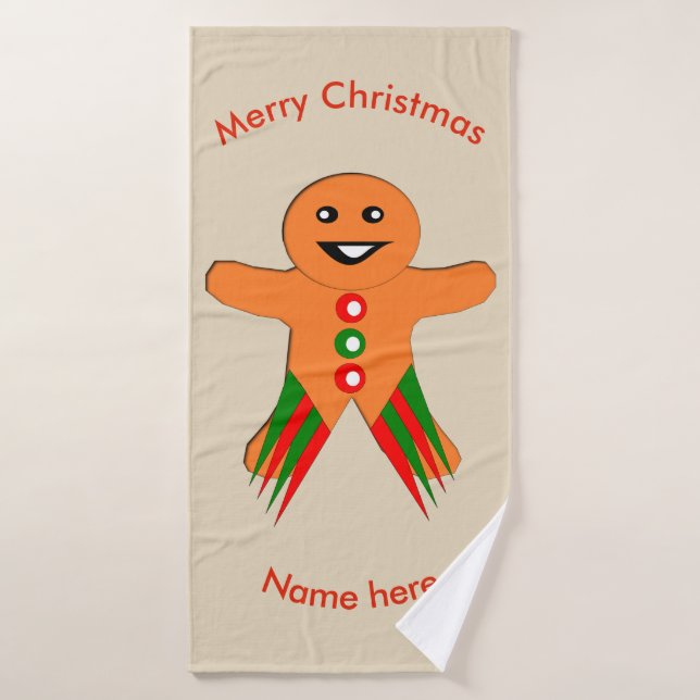 Christmas Party Gingerbread Man Custom Towel Set (Bath Towel)