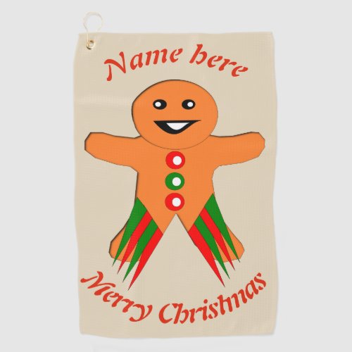 Christmas Party Gingerbread Man Personalized Golf Towel
