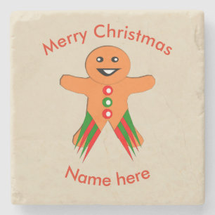 Christmas Party Gingerbread Man Stone Coaster