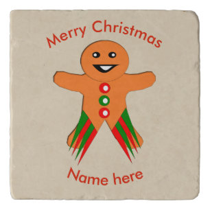 Christmas Party Gingerbread Man Stone Trivet