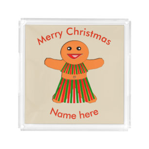 Christmas Party Gingerbread Woman Acrylic Tray
