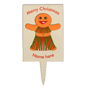 Christmas Party Gingerbread Woman Custom Cake Pick