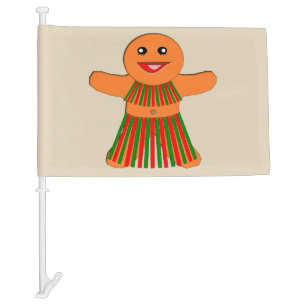 Christmas Party Gingerbread Woman Custom Car Flag