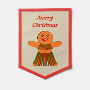 Christmas Party Gingerbread Woman Custom Pennant