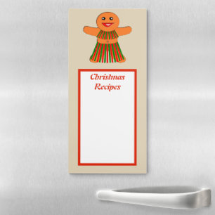 Christmas Party Gingerbread Woman Custom Recipe Magnetic Notepad