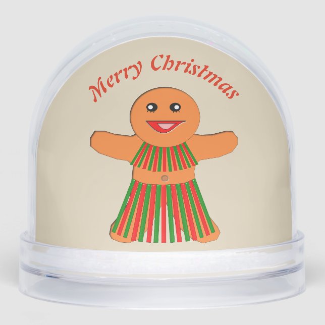 Christmas Party Gingerbread Woman Custom Snow Globe (Front)