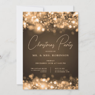 Christmas Party Glam Gold Lights  Invitation
