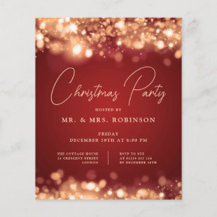 Christmas Party Glam Gold Red Lights Flyer