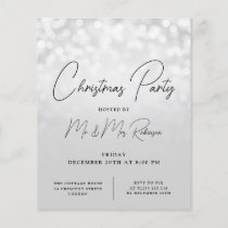 Christmas Party Glam Silver Lights Sparkle Invite Flyer