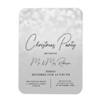 Christmas Party Glam Silver Lights Sparkle Invite Magnet