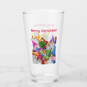 Christmas Party Gnome Glass