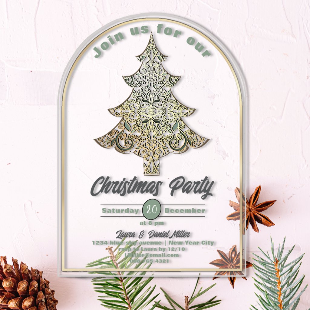 Christmas party gold & catnip green filigree tree