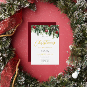 Christmas Party Gold Festive Foil Invitation