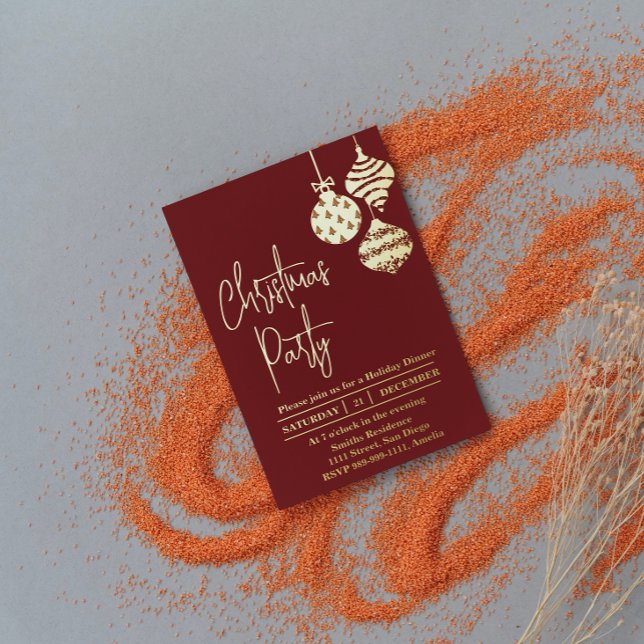 Christmas Party Gold Red  Foil Invitation (Creator Uploaded)