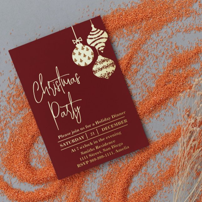 Christmas Party Gold Red  Foil Invitation (Creator Uploaded)