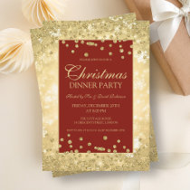 Christmas Party Gold Red Glitter Winter Wonder Invitation