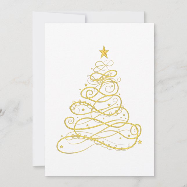Christmas Party - Golden Filigree Christmas Tree Invitation (Back)