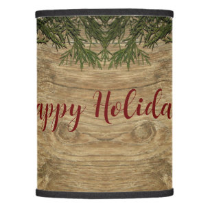 Christmas Party Golden Green Leaves Red Rustic Lamp Shade