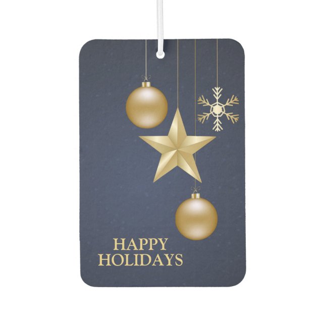 Christmas Party Golden Ornament Navy Blue Elegant Air Freshener (Front)
