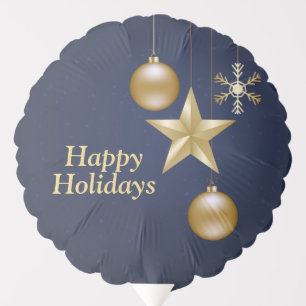 Christmas Party Golden Ornament Navy Blue Elegant Balloon
