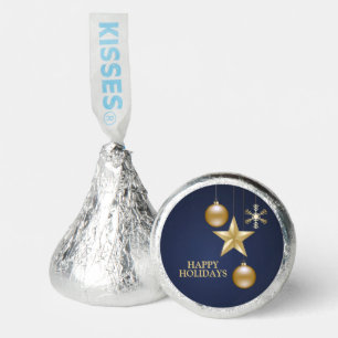 Christmas Party Golden Ornament Navy Blue Elegant Hershey®'s Kisses®